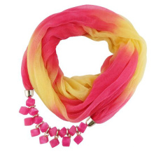 Neue Art kam Frauenmode Printed Gradienten Rampe Chiffon Schmuck Anhänger Schal